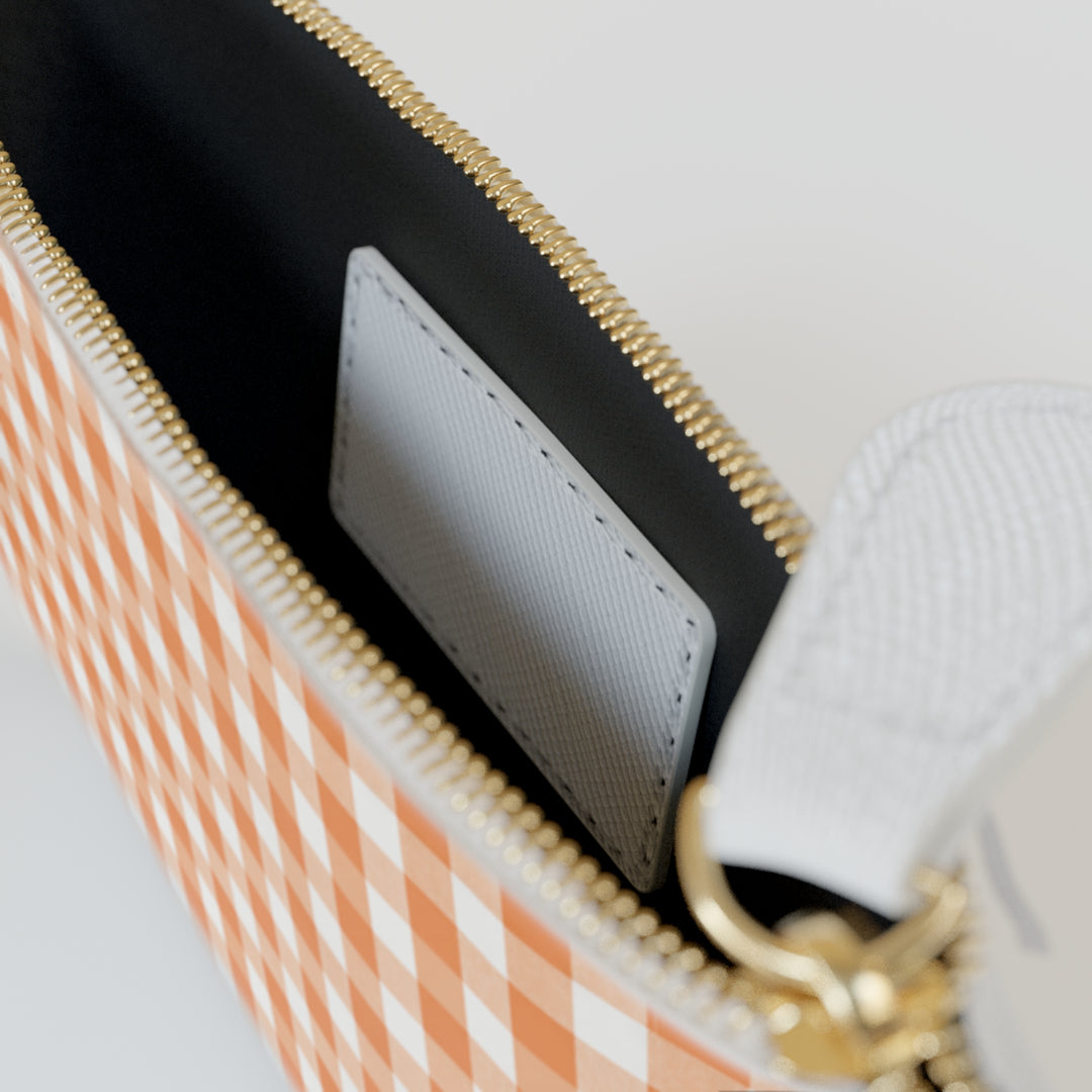 "Just For Mom" Mini Clutch Bag, Spring Tangerine Gingham
