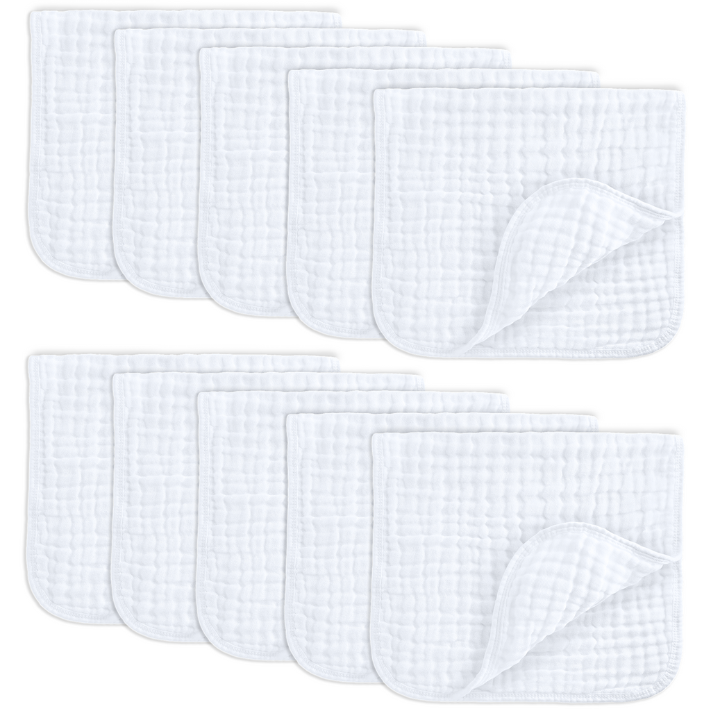 Muslin Burp Cloths in White