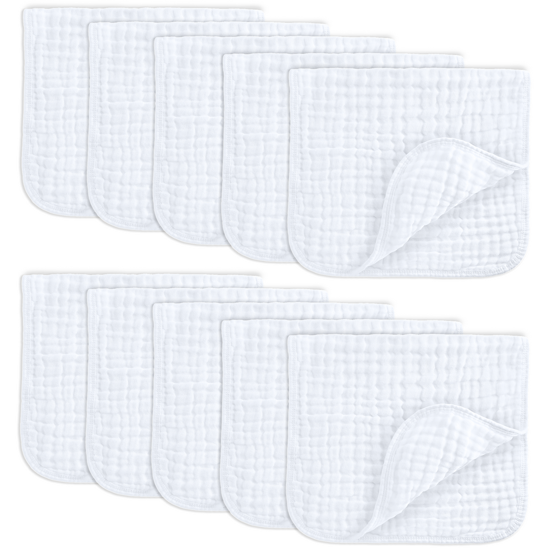 Muslin Burp Cloths in White