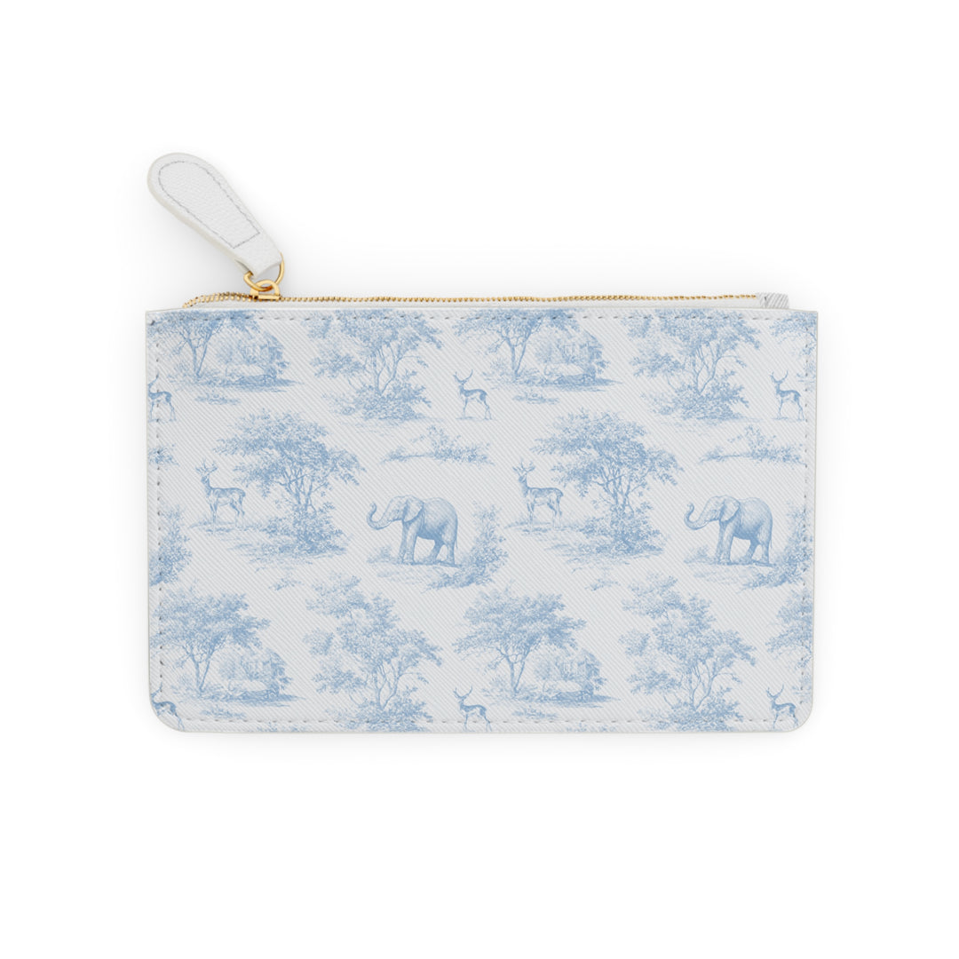 "Just For Mom" Mini Clutch Bag, Blue Deer & Elephant Toile