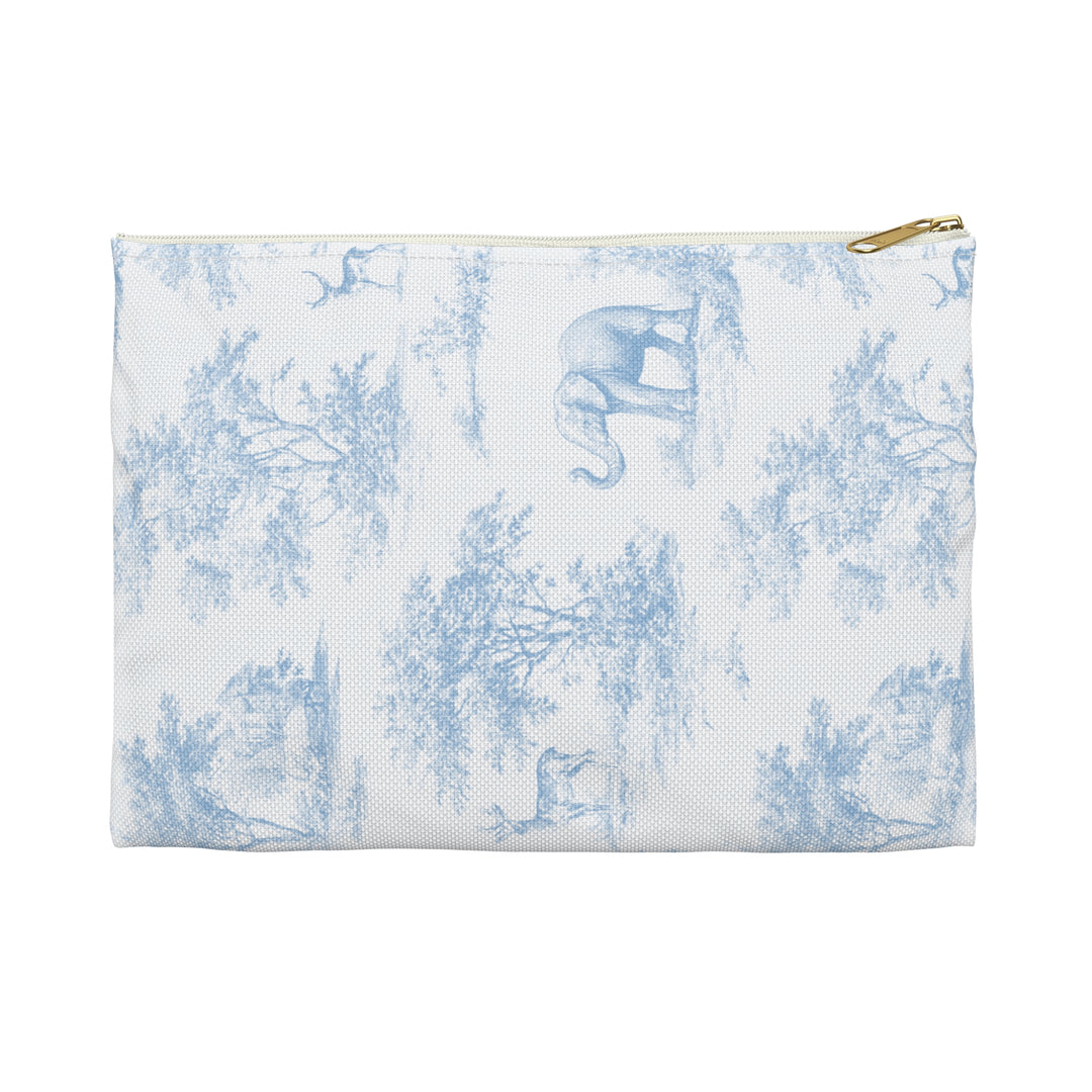 Blue Toile Elephant & Deer, Accessory Pouch