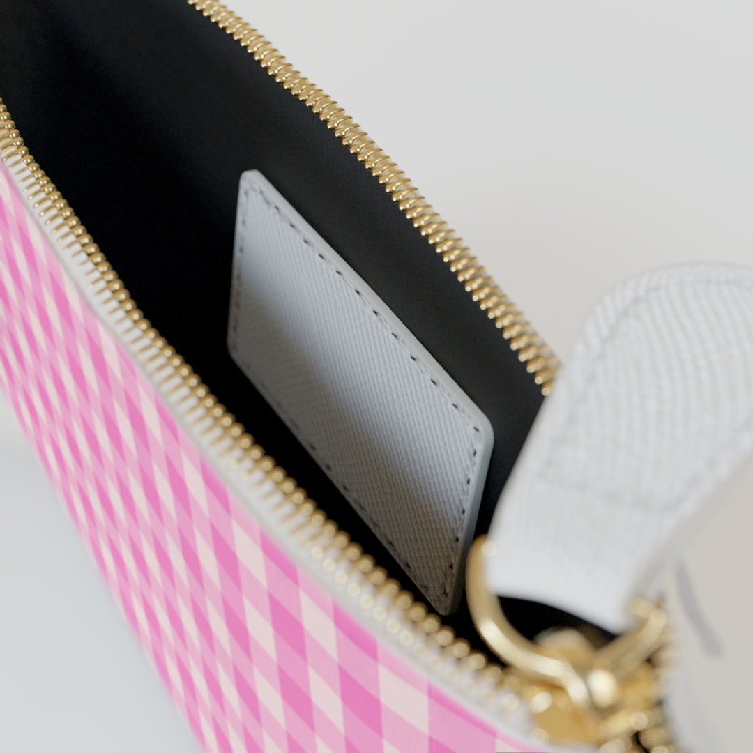 "Just For Mom" Mini Clutch Bag, Spring Pink Gingham