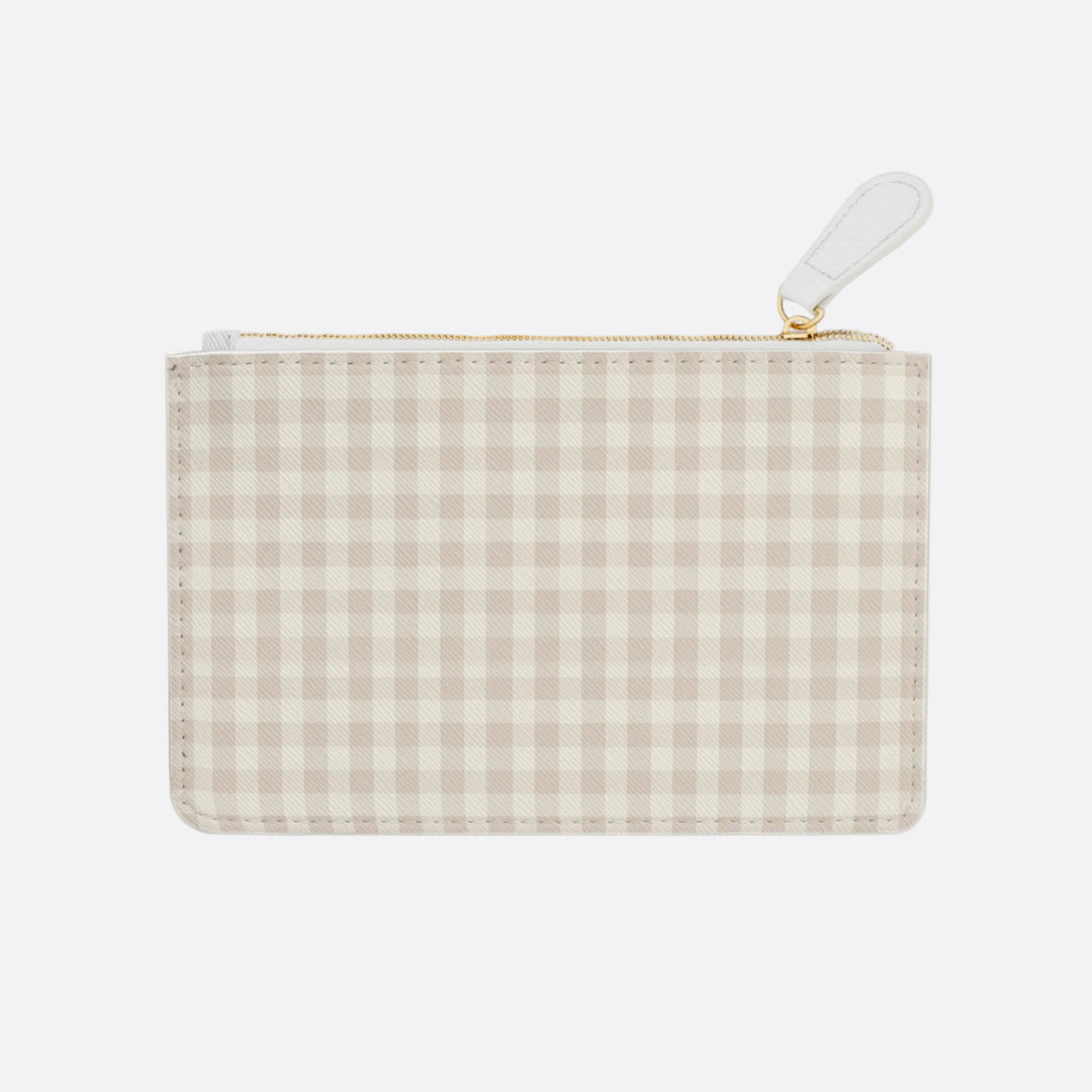 "Just For Mom" Mini Clutch Bag, Spring Beige Gingham