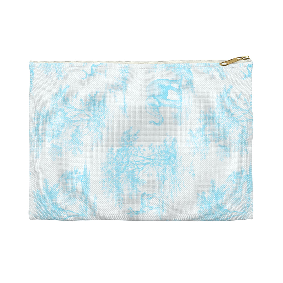Spring Blue Toile Elephant & Deer, Accessory Pouch