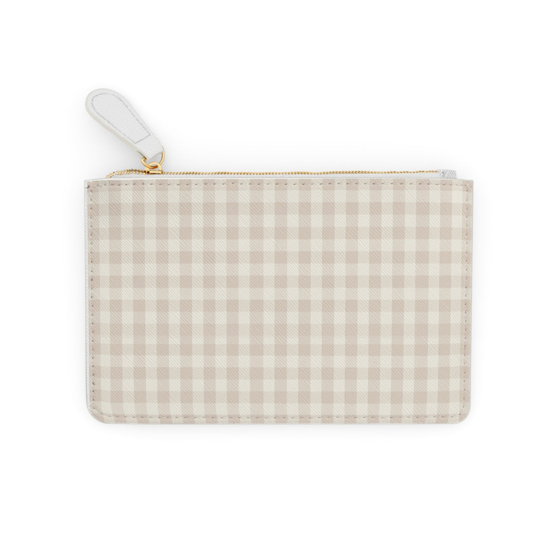 "Just For Mom" Mini Clutch Bag, Spring Beige Gingham