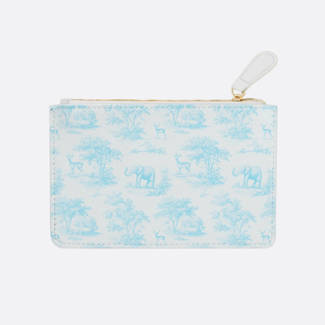 "Just For Mom" Mini Clutch Bag, Spring Blue Deer & Elephant Toile