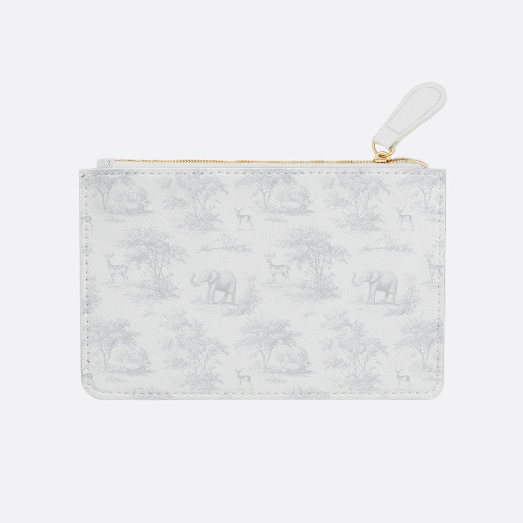 "Just For Mom" Mini Clutch Bag, Spring Grey Deer & Elephant Toile