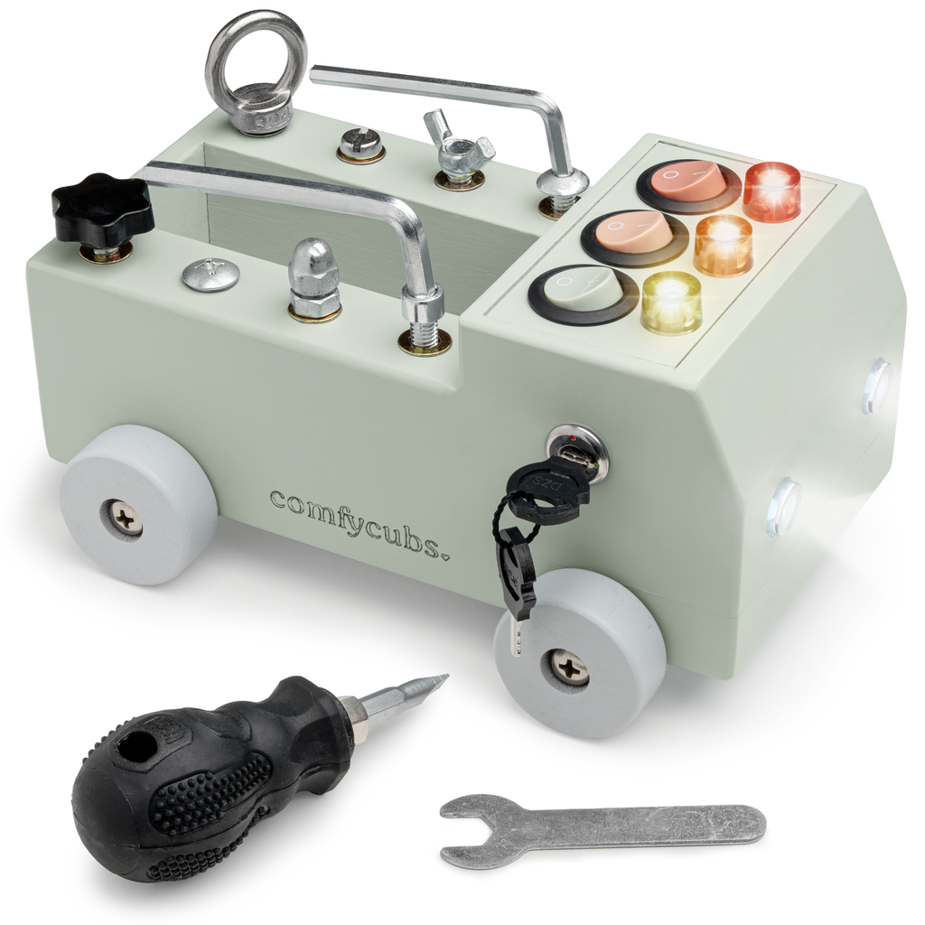 Busy Board Toy Truck Set for 3+ in Sage