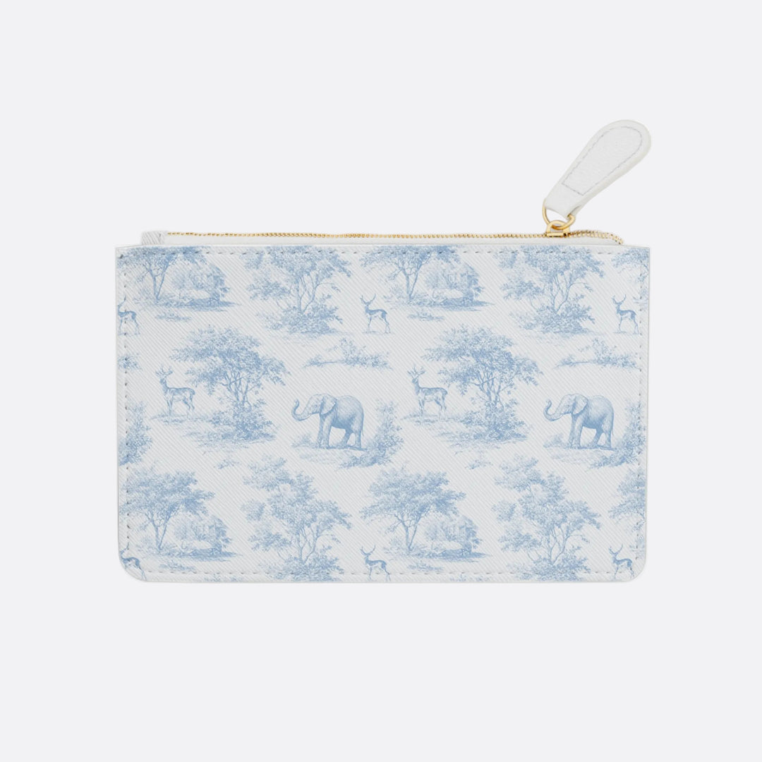 "Just For Mom" Mini Clutch Bag, Blue Deer & Elephant Toile
