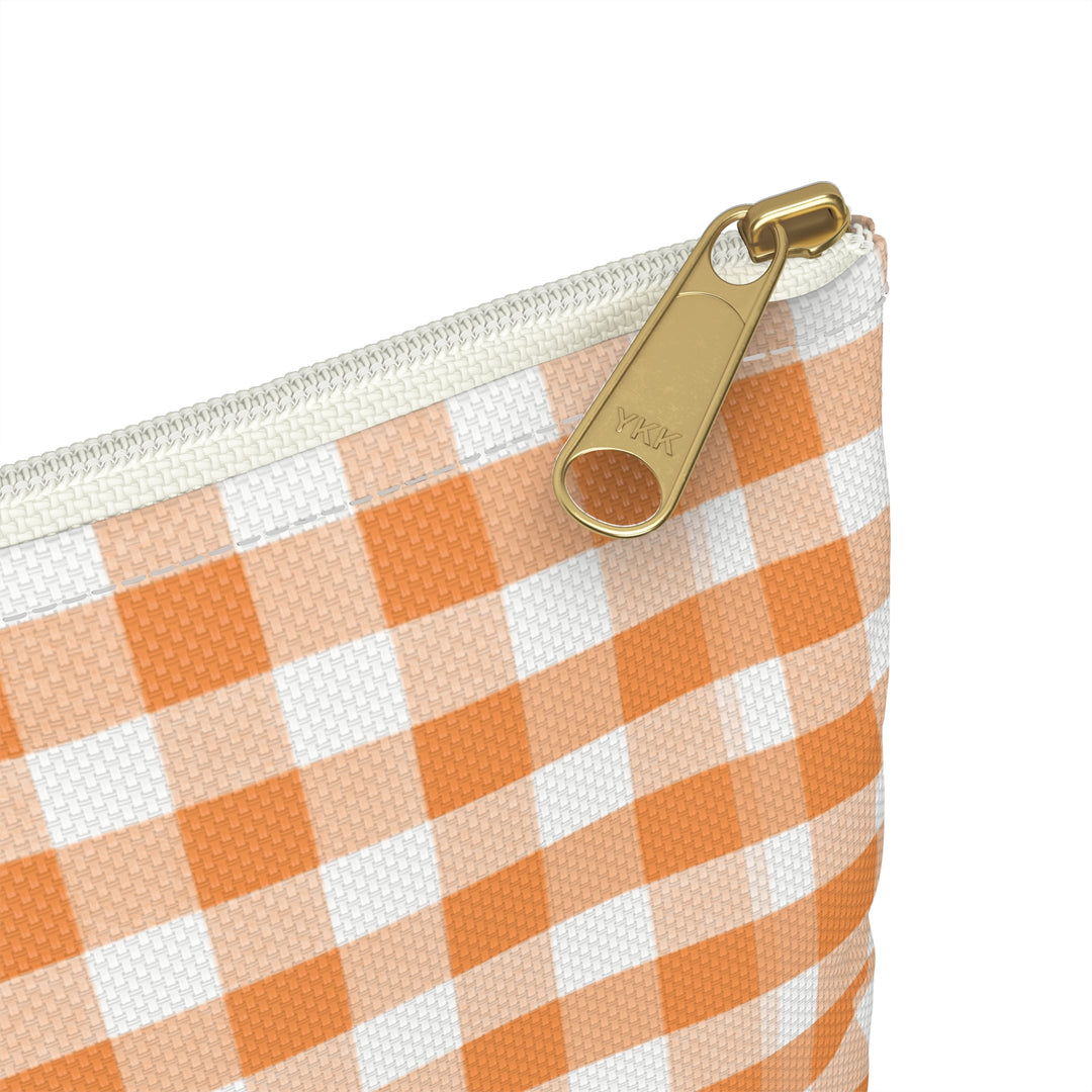 Spring Tangerine Gingham, Accessory Pouch