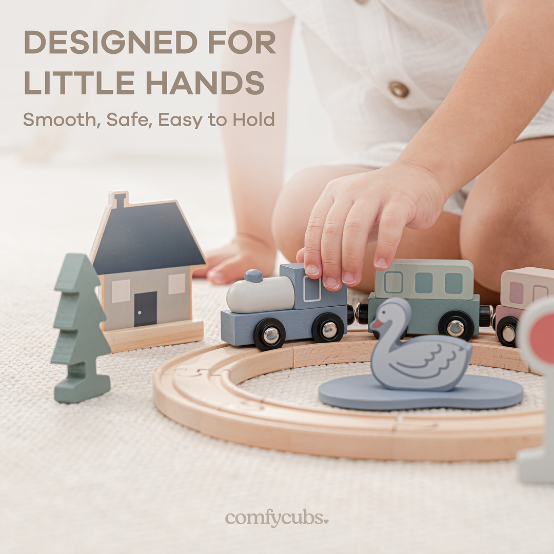 30-Piece Wooden Train Set for Toddlers Ages 1+