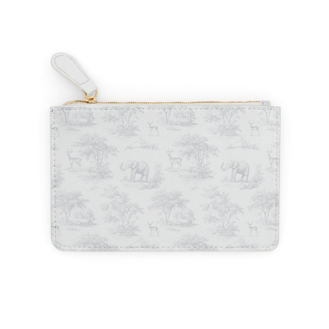 "Just For Mom" Mini Clutch Bag, Spring Grey Deer & Elephant Toile