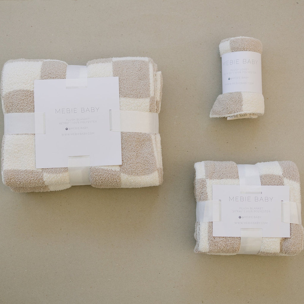 Cocoa and Cream Check Plush Blanket, by MABIE BABY