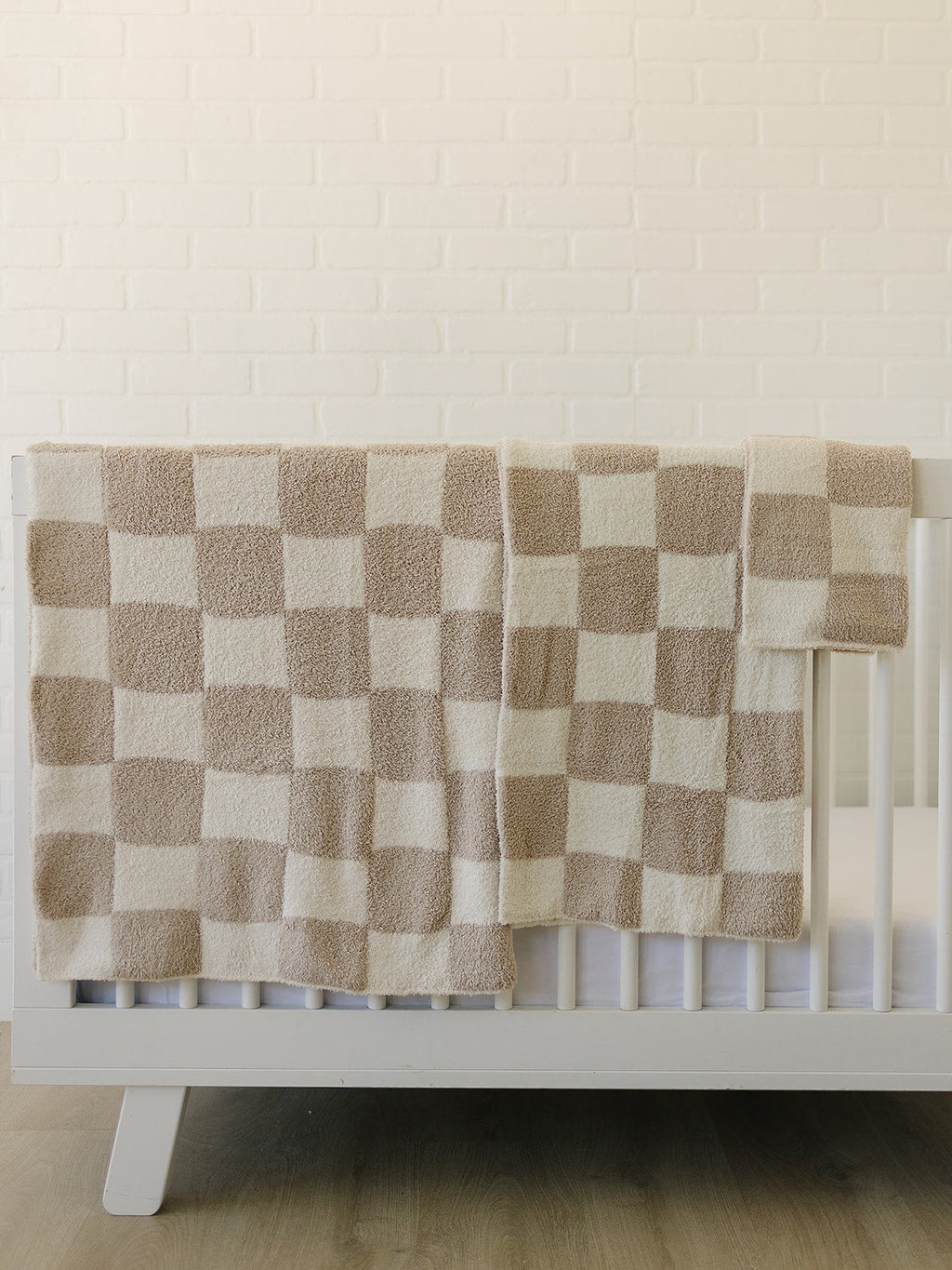 Cocoa and Cream Check Plush Blanket, by MABIE BABY