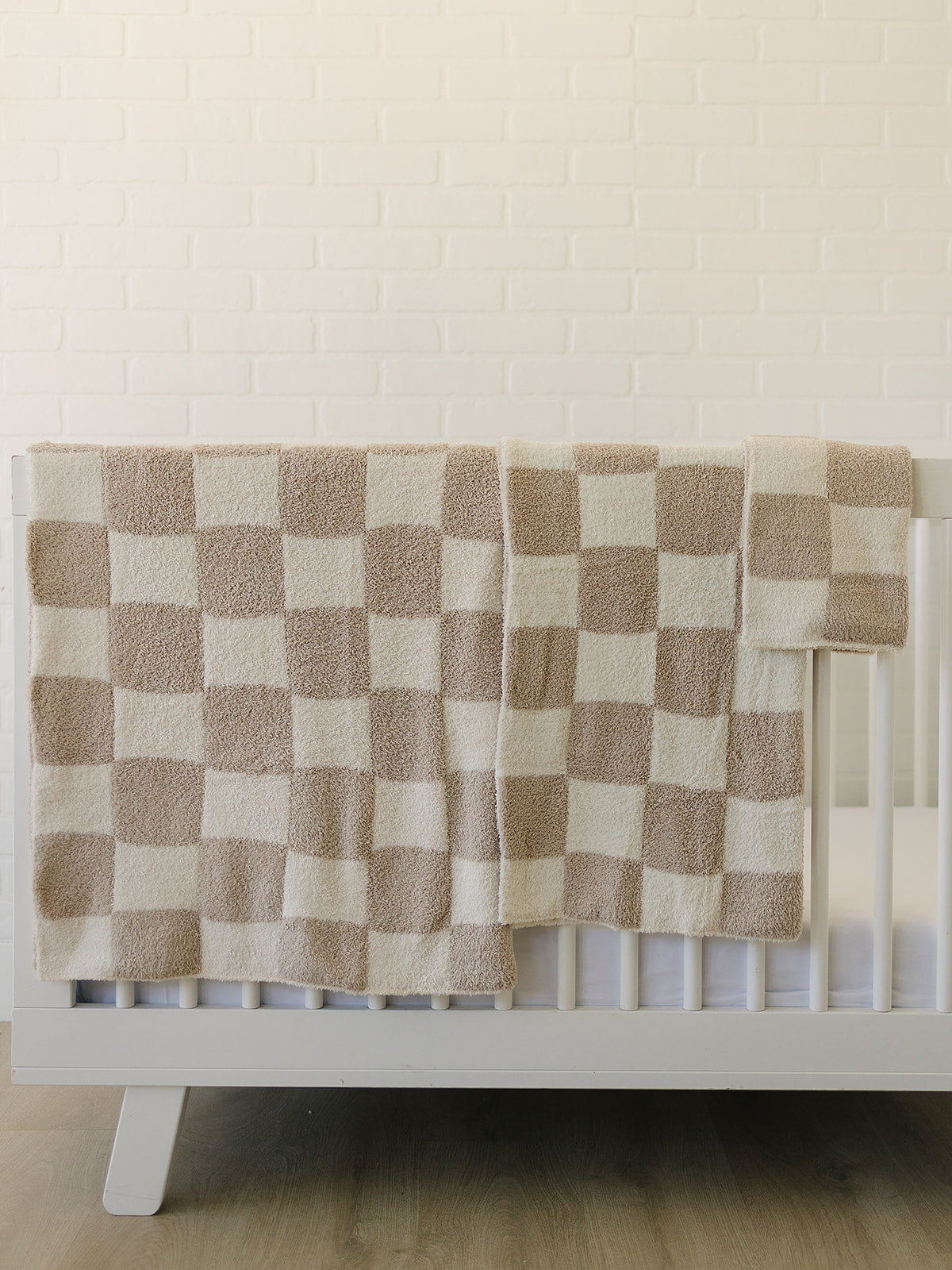 Cocoa and Cream Check Plush Blanket, by MABIE BABY