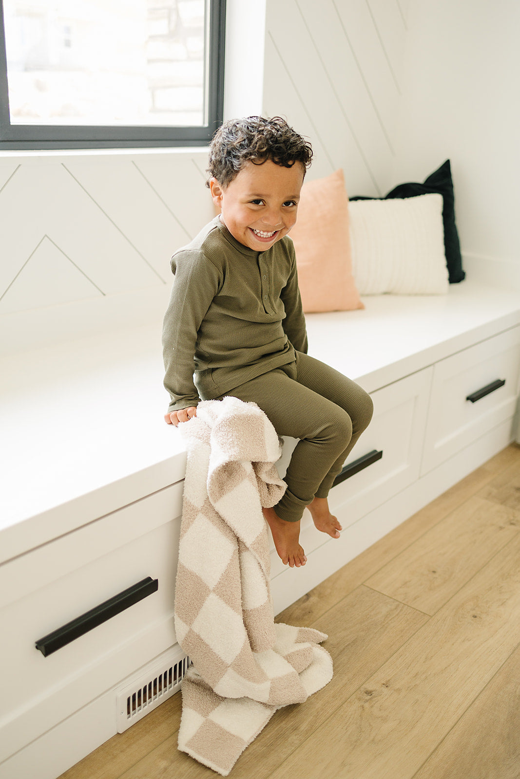 Cocoa and Cream Check Plush Blanket, by MABIE BABY