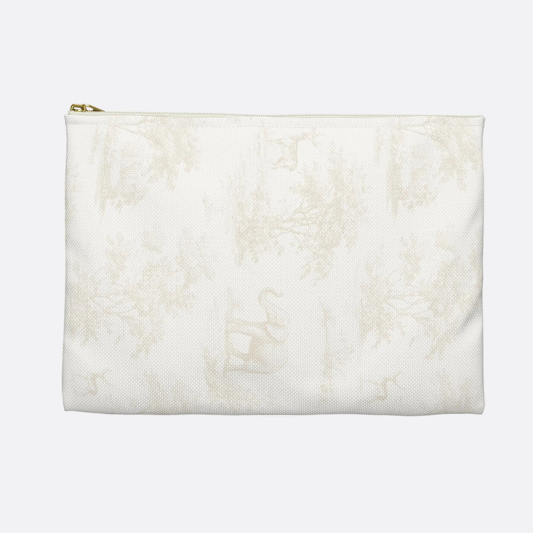 Spring Beige Toile Elephant & Deer, Accessory Pouch