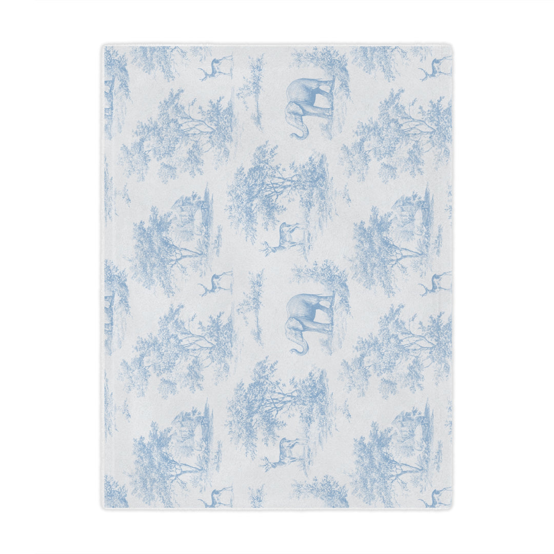 Toddler Minky Lovey Blanket, Blue Toile Elephant & Deer