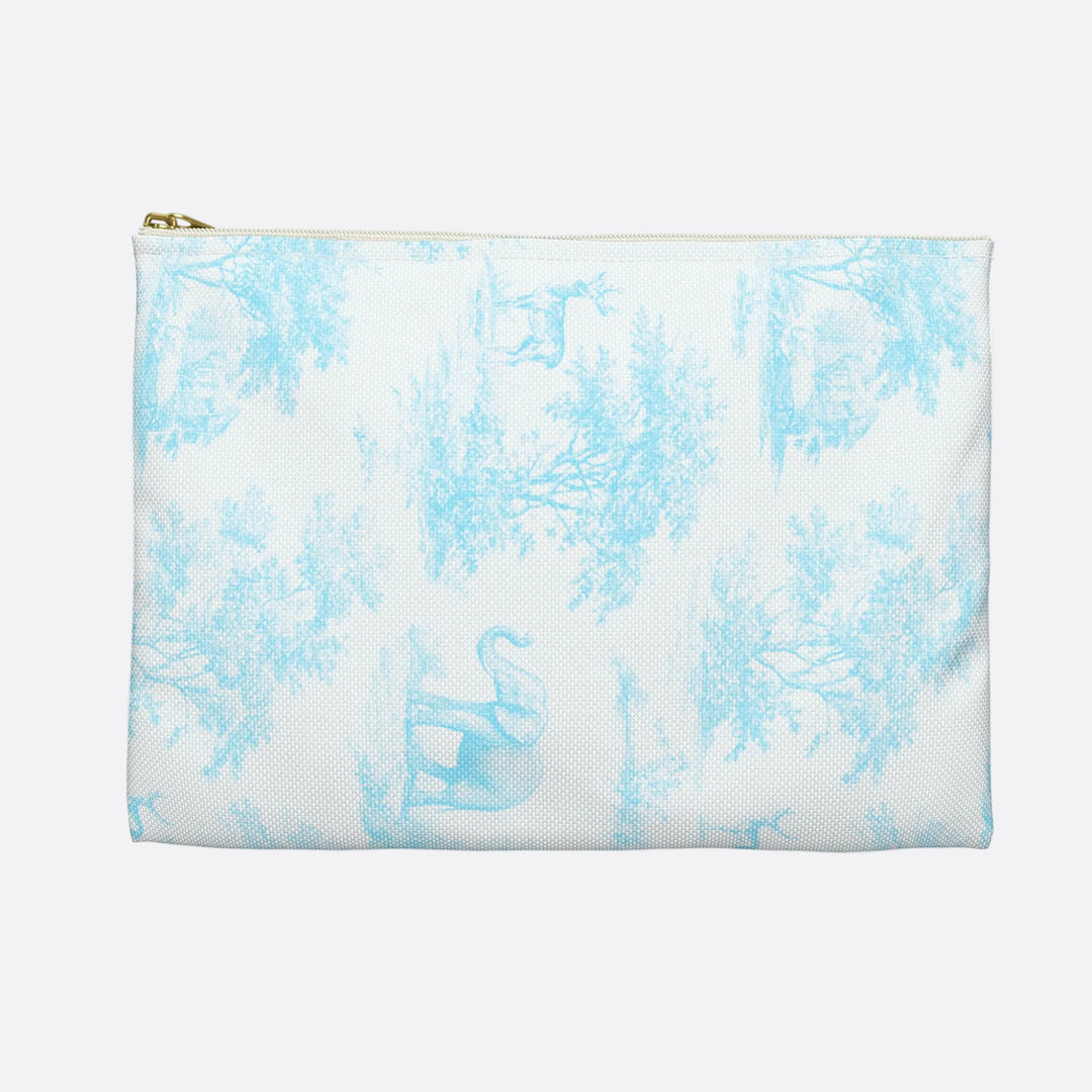 Spring Blue Toile Elephant & Deer, Accessory Pouch