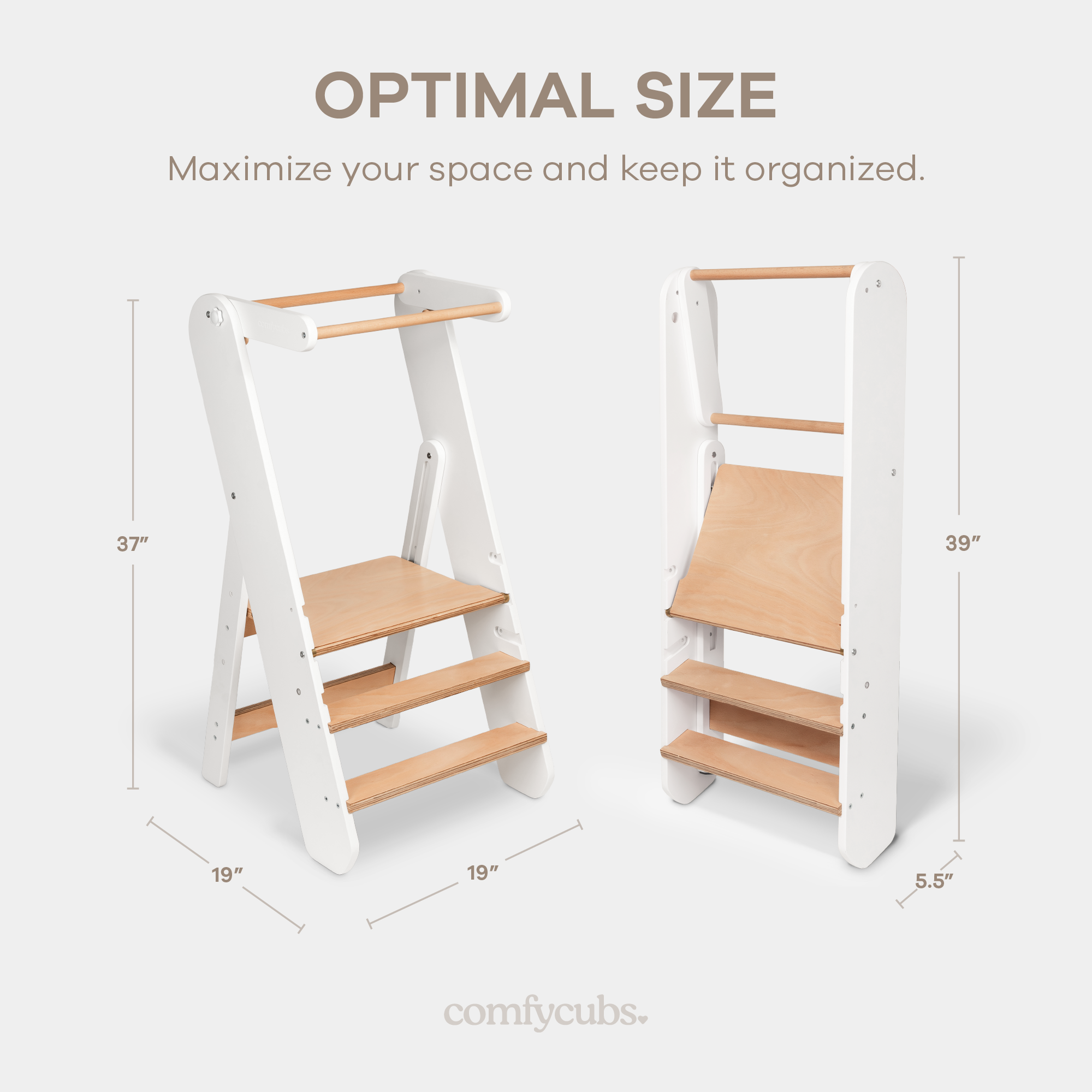 Kids Step Stool for Ages 3+ in White