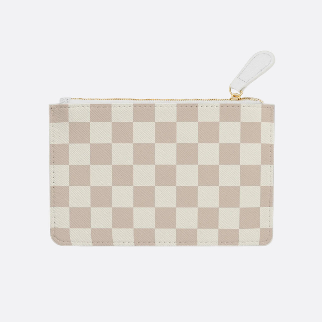 "Just For Mom" Mini Clutch Bag, Cocoa and Cream Check