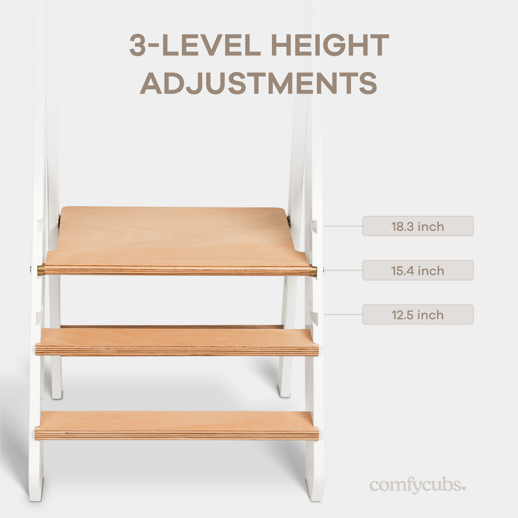 Kids Step Stool for Ages 3+ in White