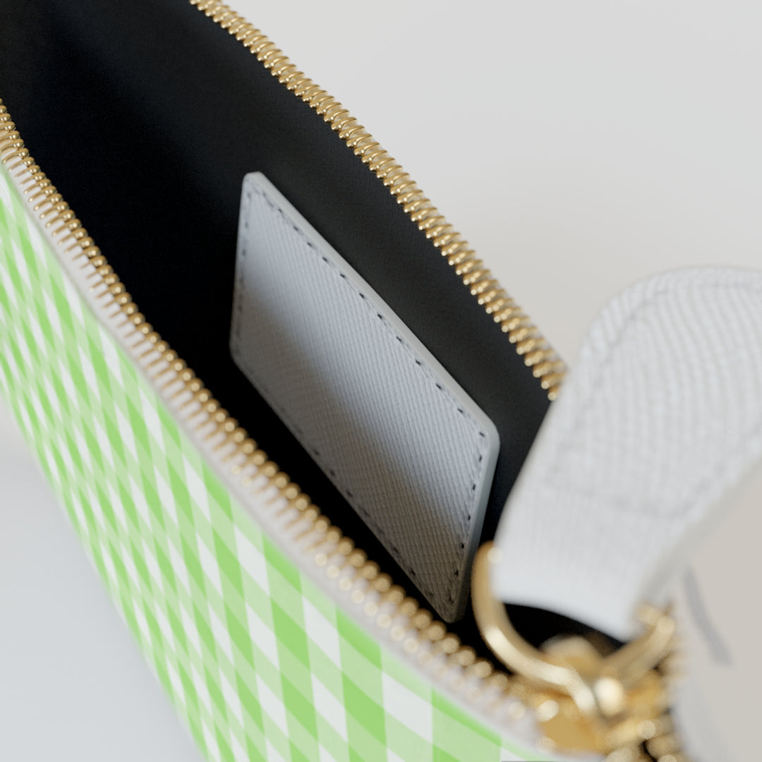 "Just For Mom" Mini Clutch Bag, Spring Green Gingham