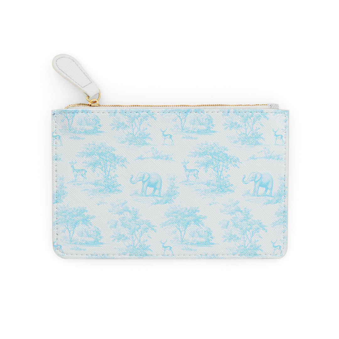 "Just For Mom" Mini Clutch Bag, Spring Blue Deer & Elephant Toile