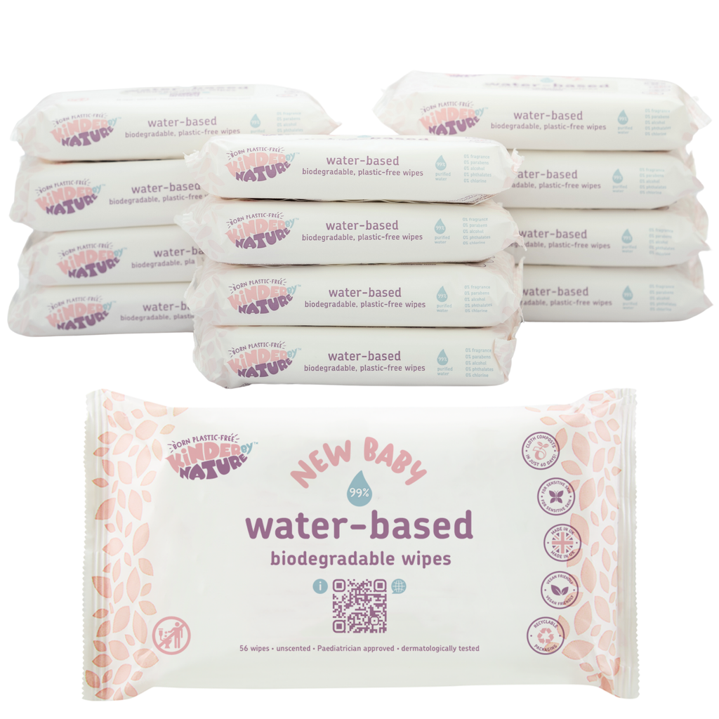 Kinder by Nature 100% Biodegradable Water-Based Baby Wipes - 672 Count (12 packs of 56 wipes)