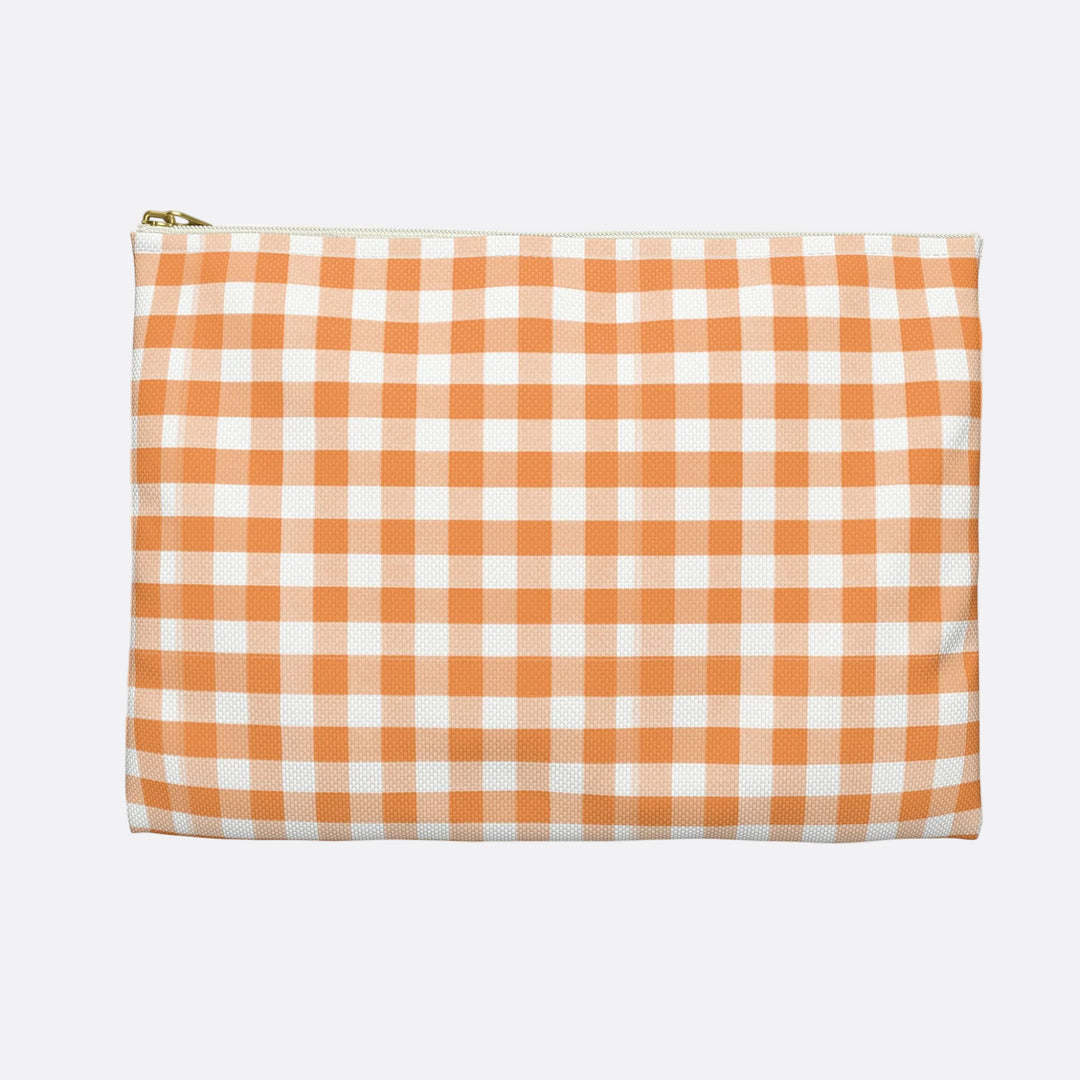 Spring Tangerine Gingham, Accessory Pouch