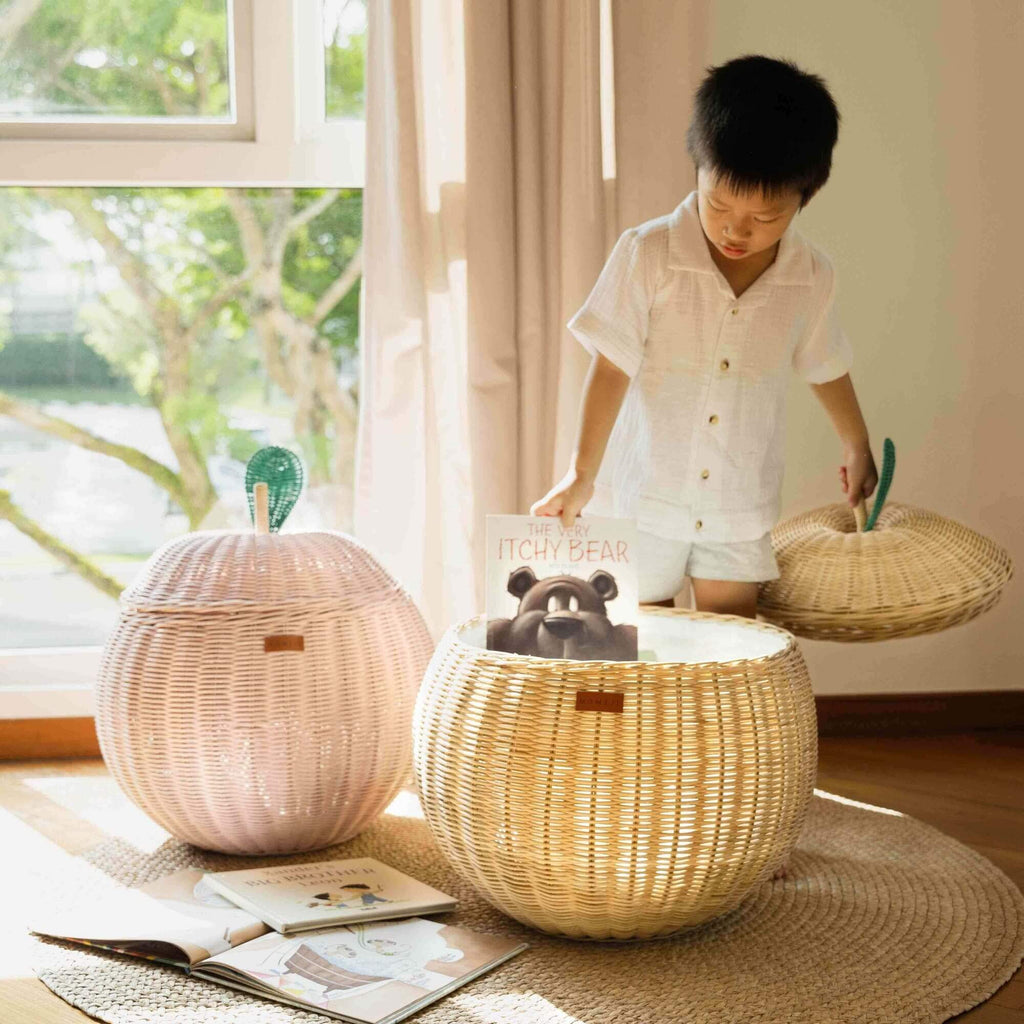 Apple Rattan Storage Basket Natural - Large