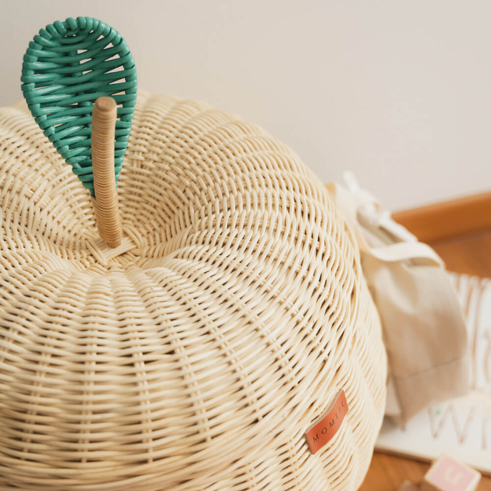 Apple Rattan Storage Basket Natural - Large