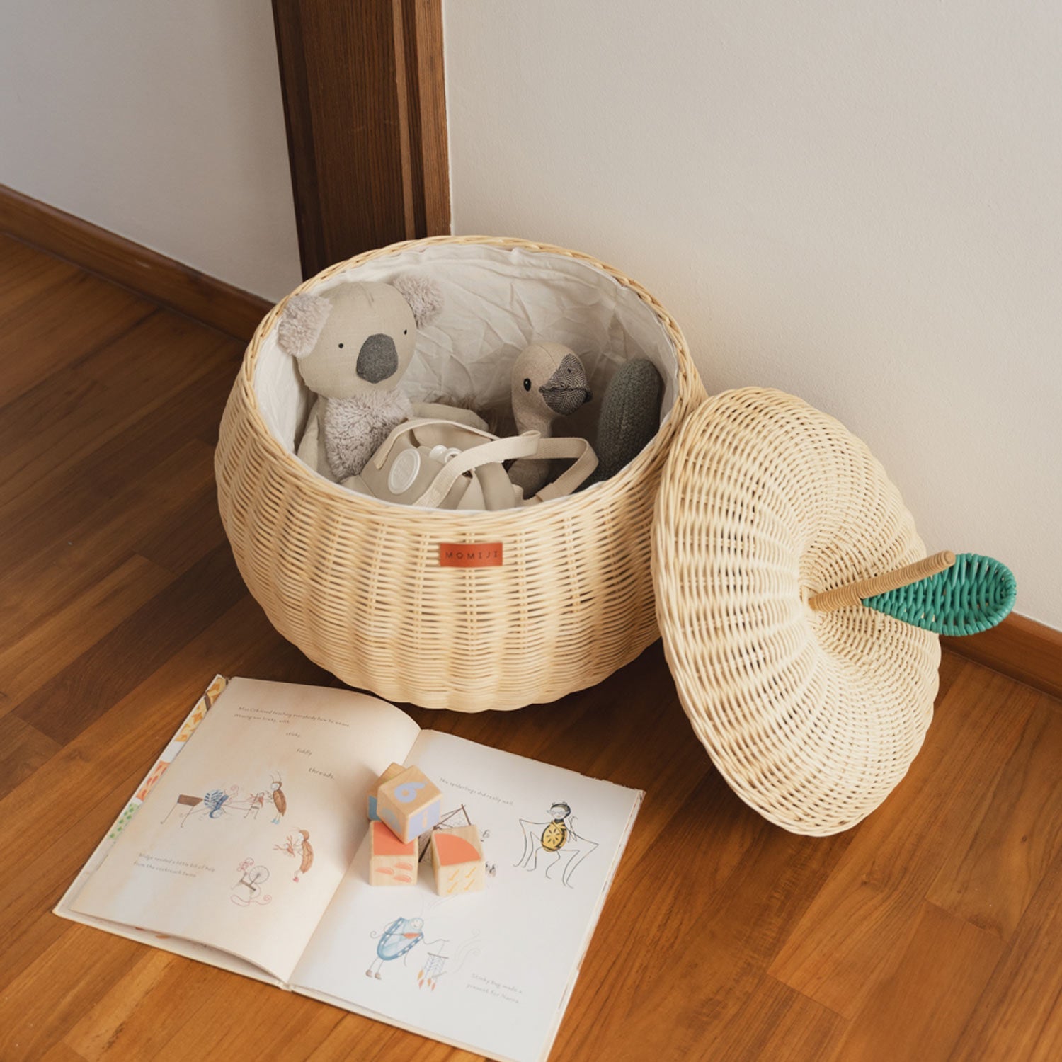Apple Rattan Storage Basket Natural - Large