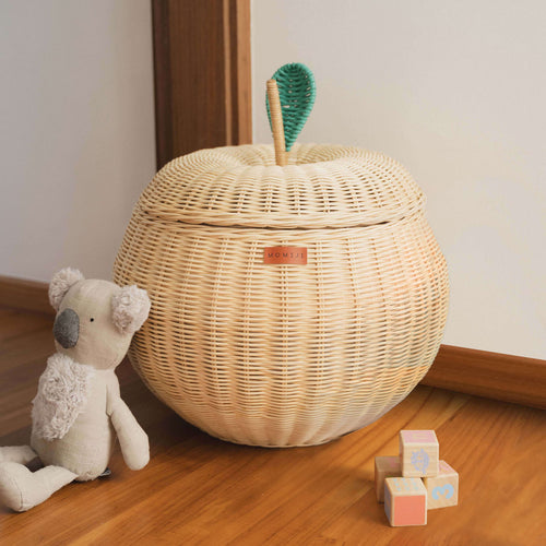 Apple Rattan Storage Basket Natural - Large