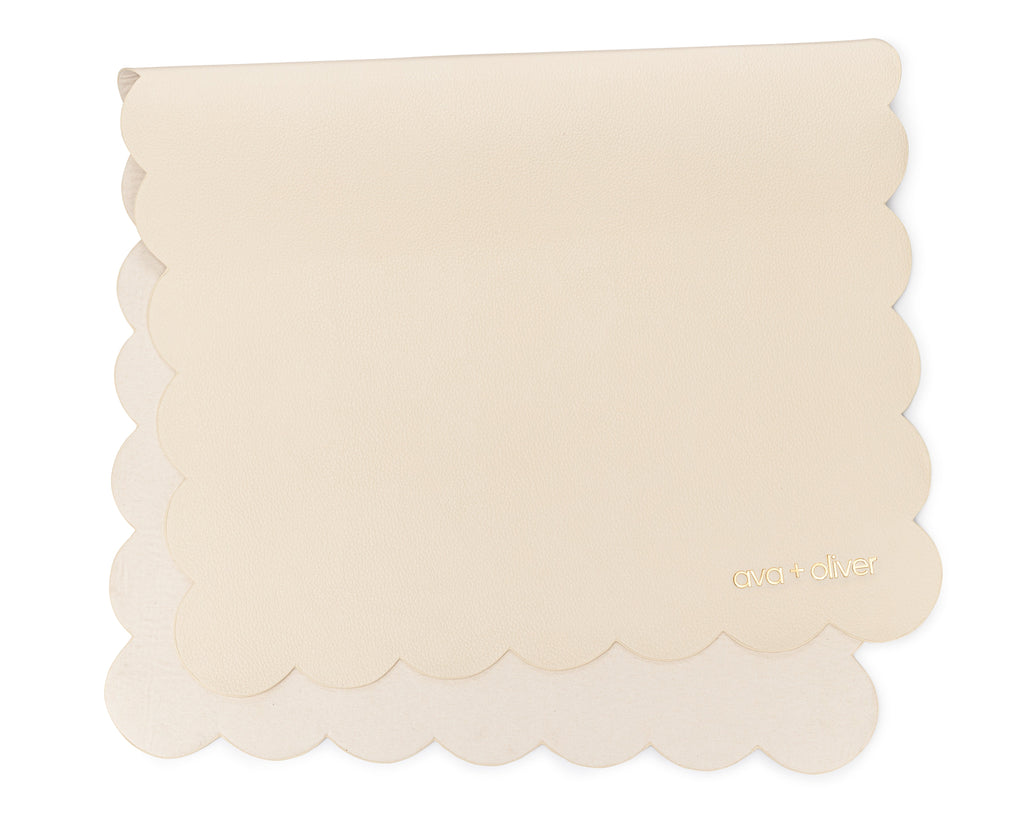 Vegan Leather Changing Mat, Wispy Cream Scallop