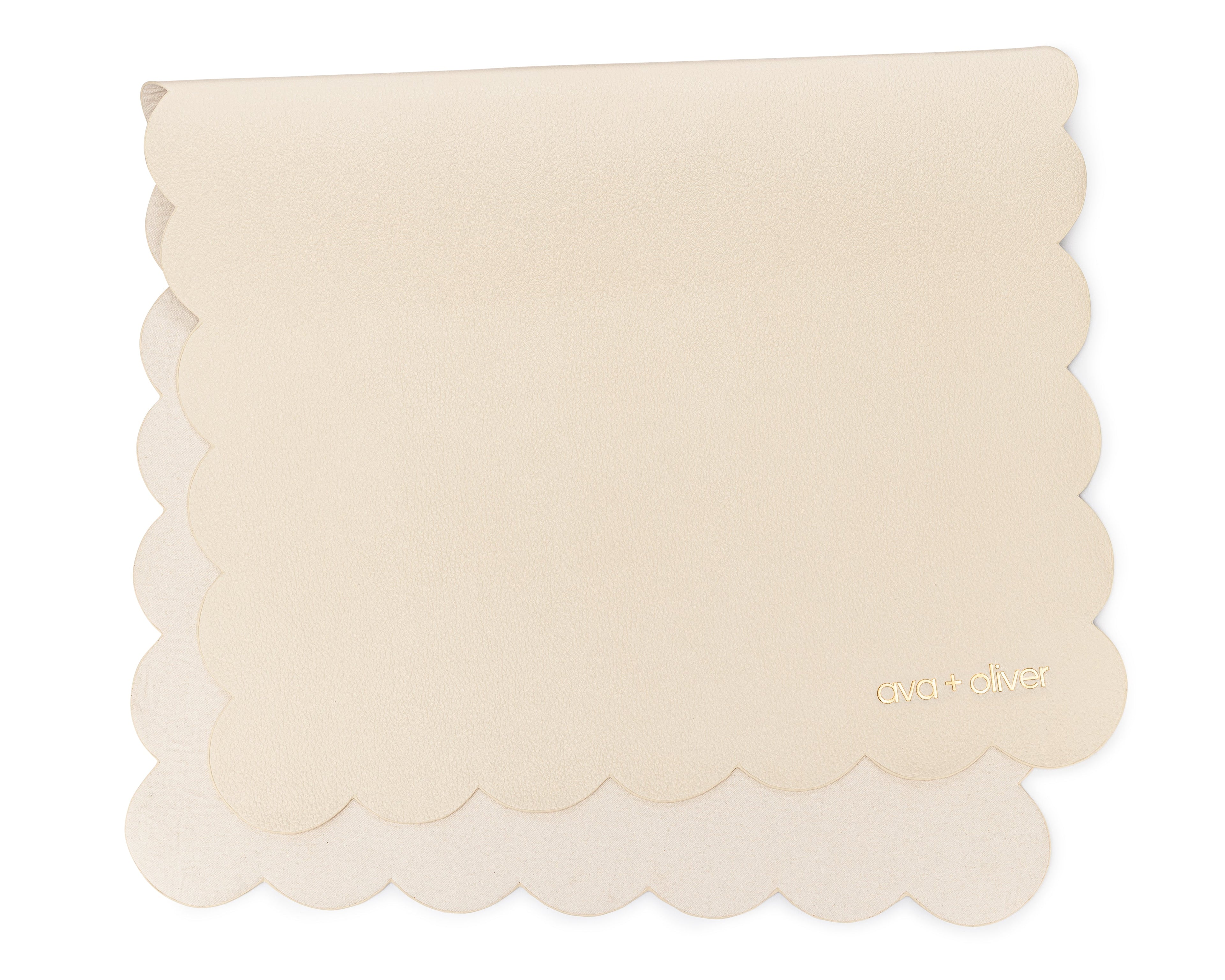 Vegan Leather Changing Mat, Wispy Cream Scallop