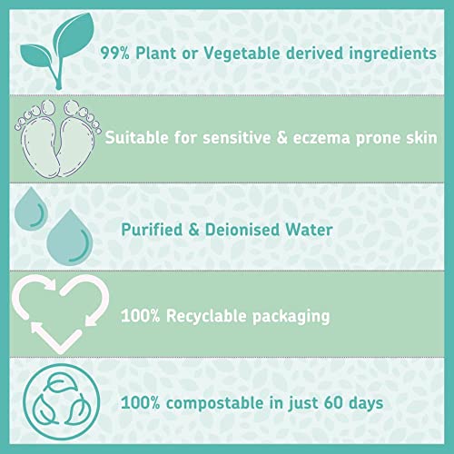 Kinder by Nature 100% Biodegradable Plant-Based Baby Wipes - 672 Count (12 packs of 56 wipes)