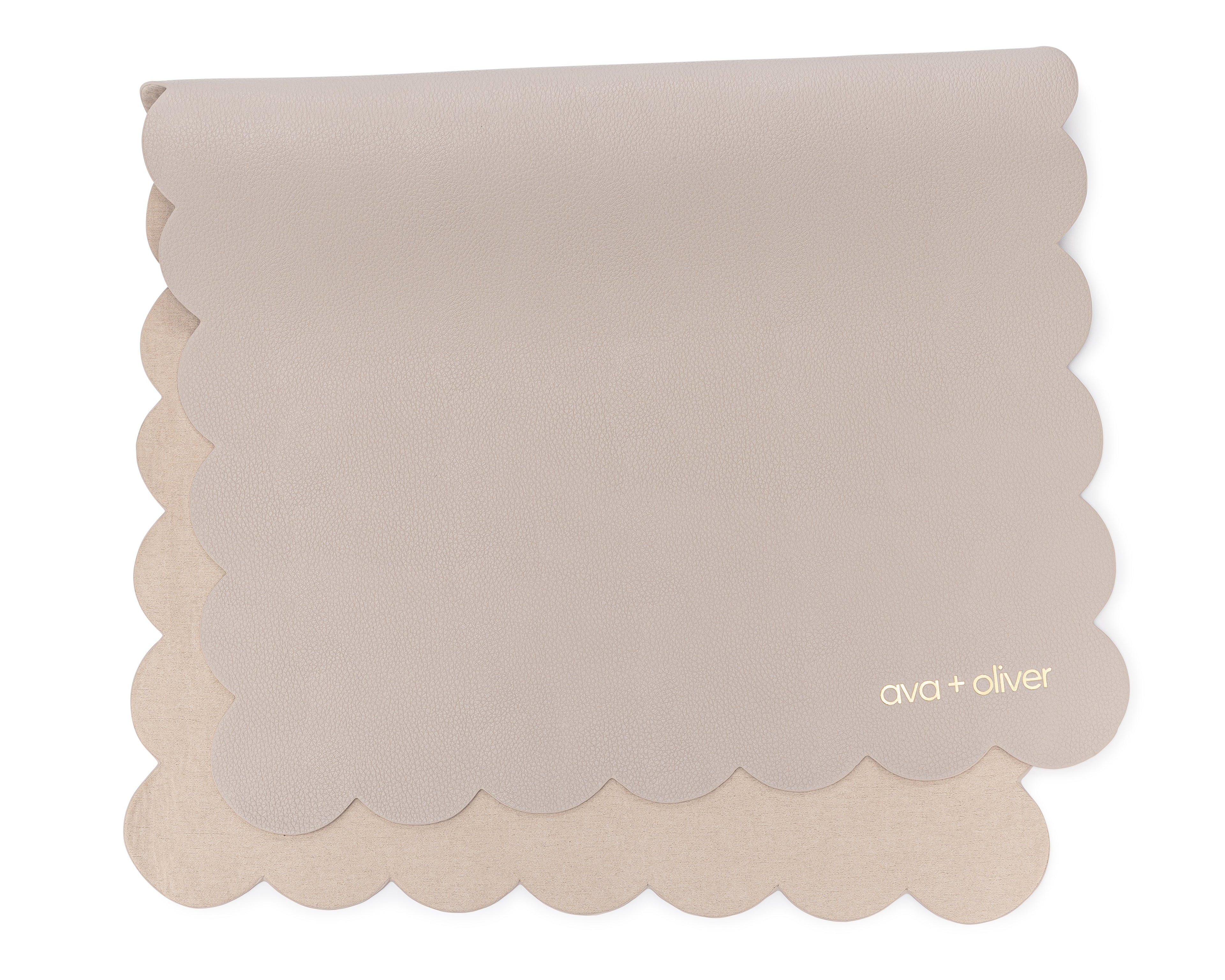 Vegan Leather Changing Mat, Grey Scallop