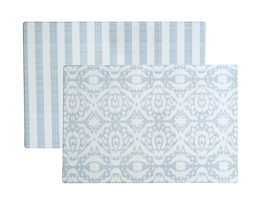 emerson ikat + jack stripe in rainwash blue