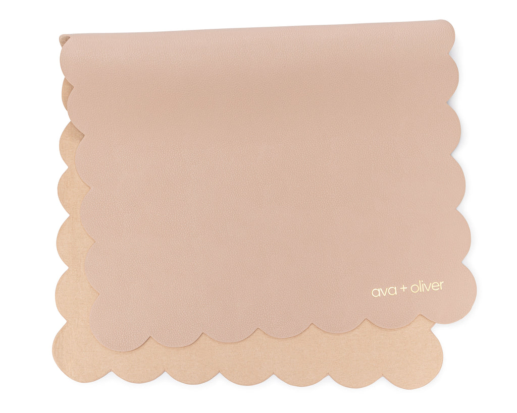 Vegan Leather Changing Mat, Pink Sand Scallop