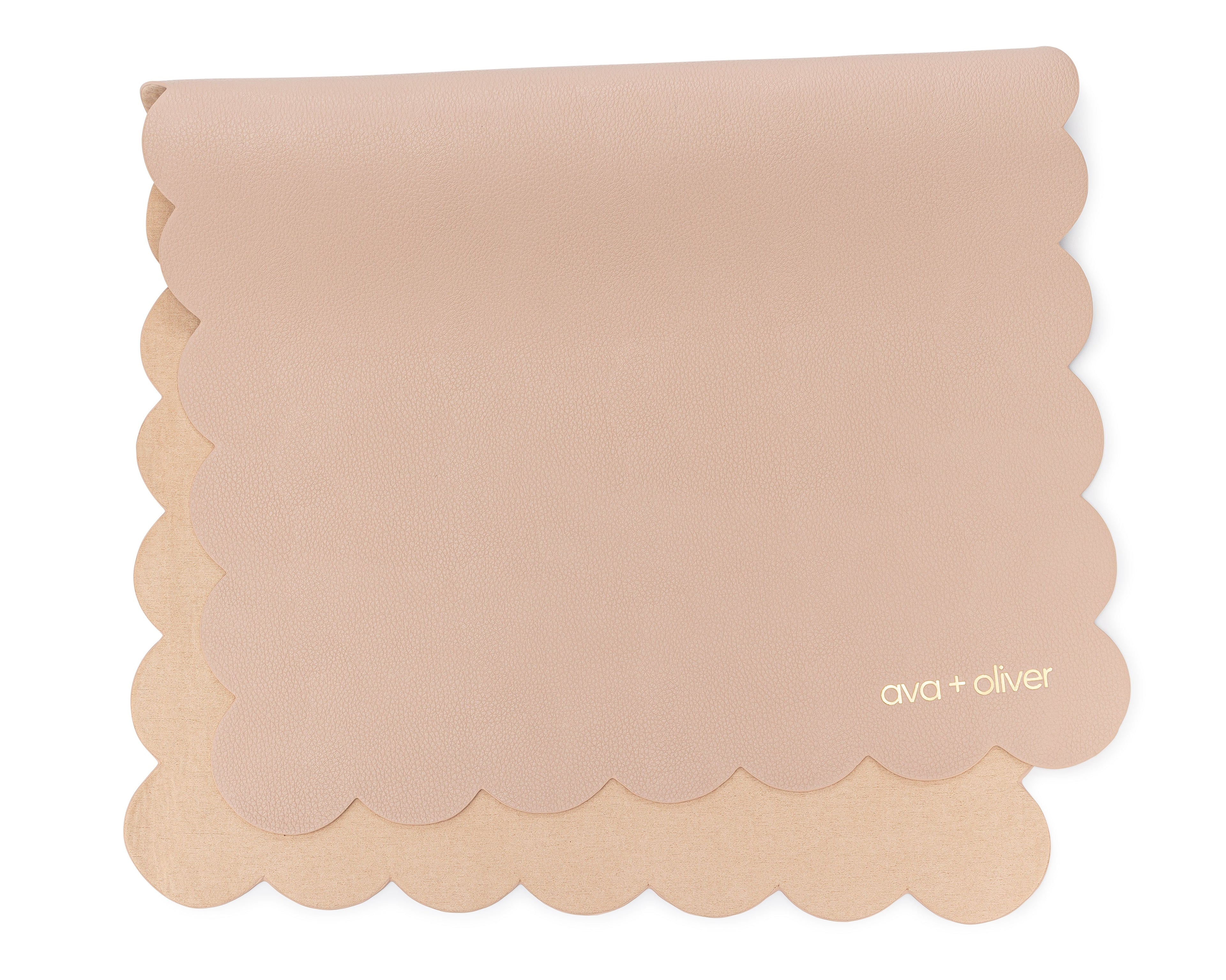 Vegan Leather Changing Mat, Pink Sand Scallop