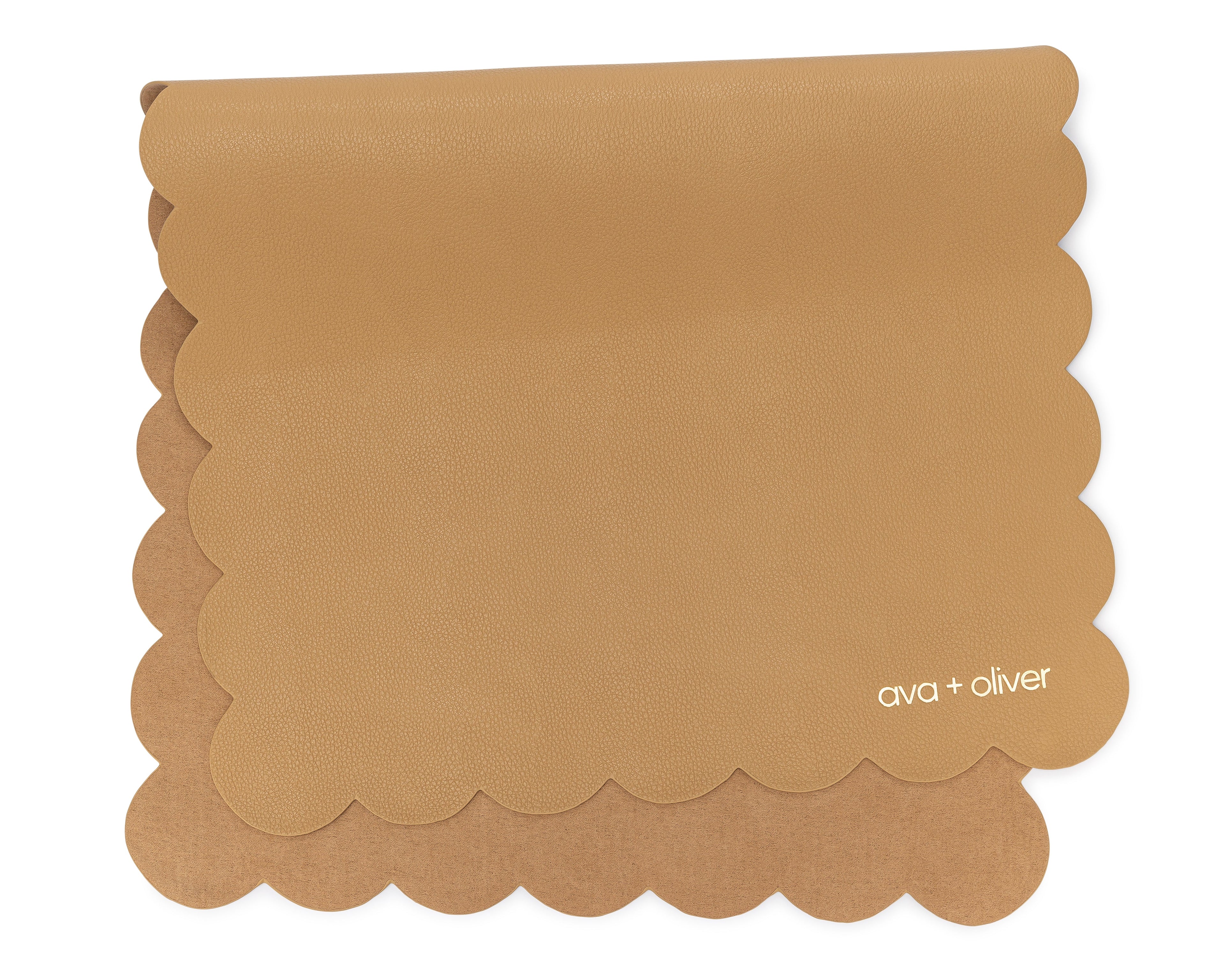 Vegan Leather Changing Mat, Caramel Scallop