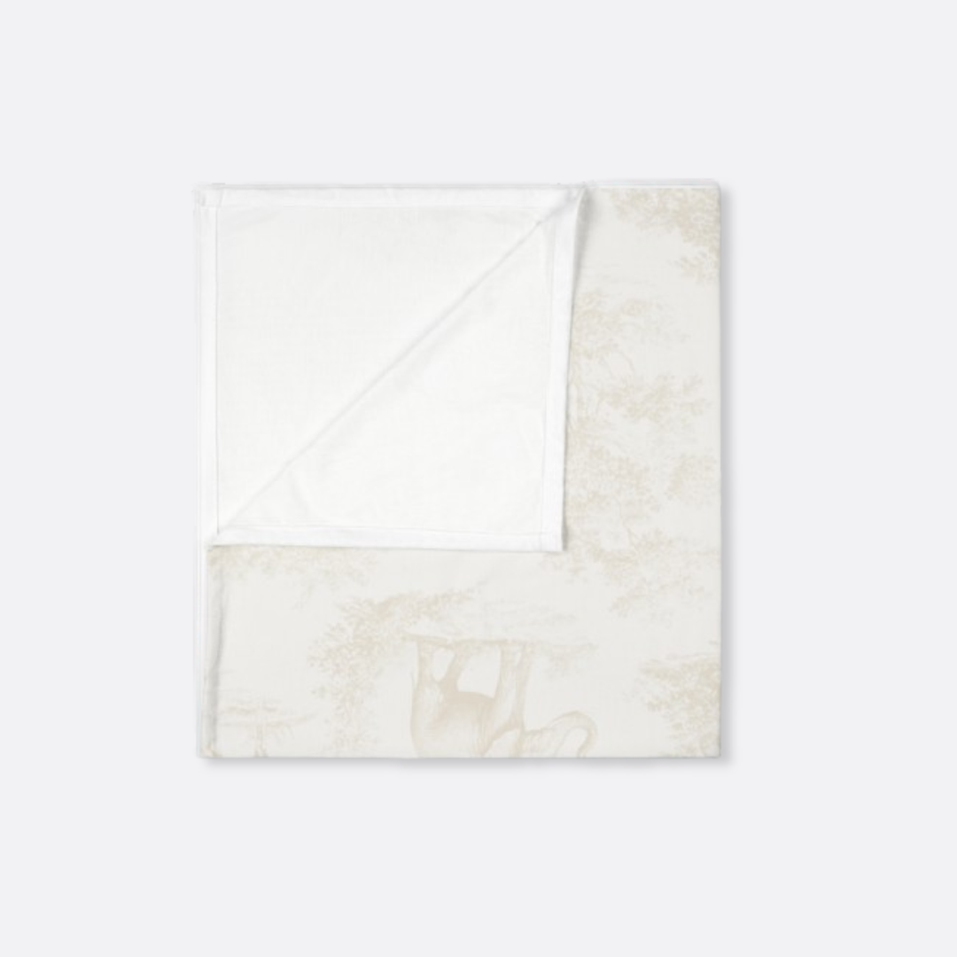 Baby Swaddle Blanket, Spring Beige Toile Elephant & Deer