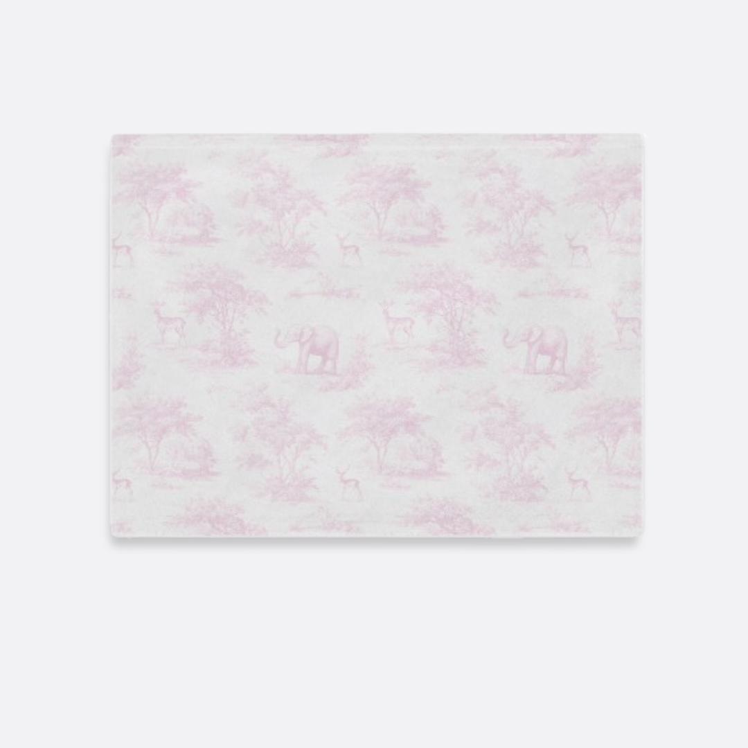 Toddler Minky Lovey Blanket, Pink Toile Elephant & Deer