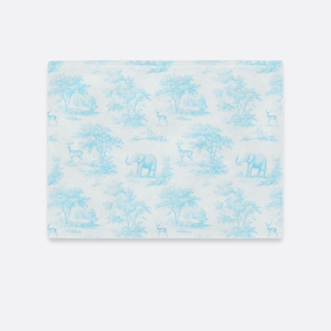 Toddler Minky Lovey Blanket, Spring Blue Toile Elephant & Deer