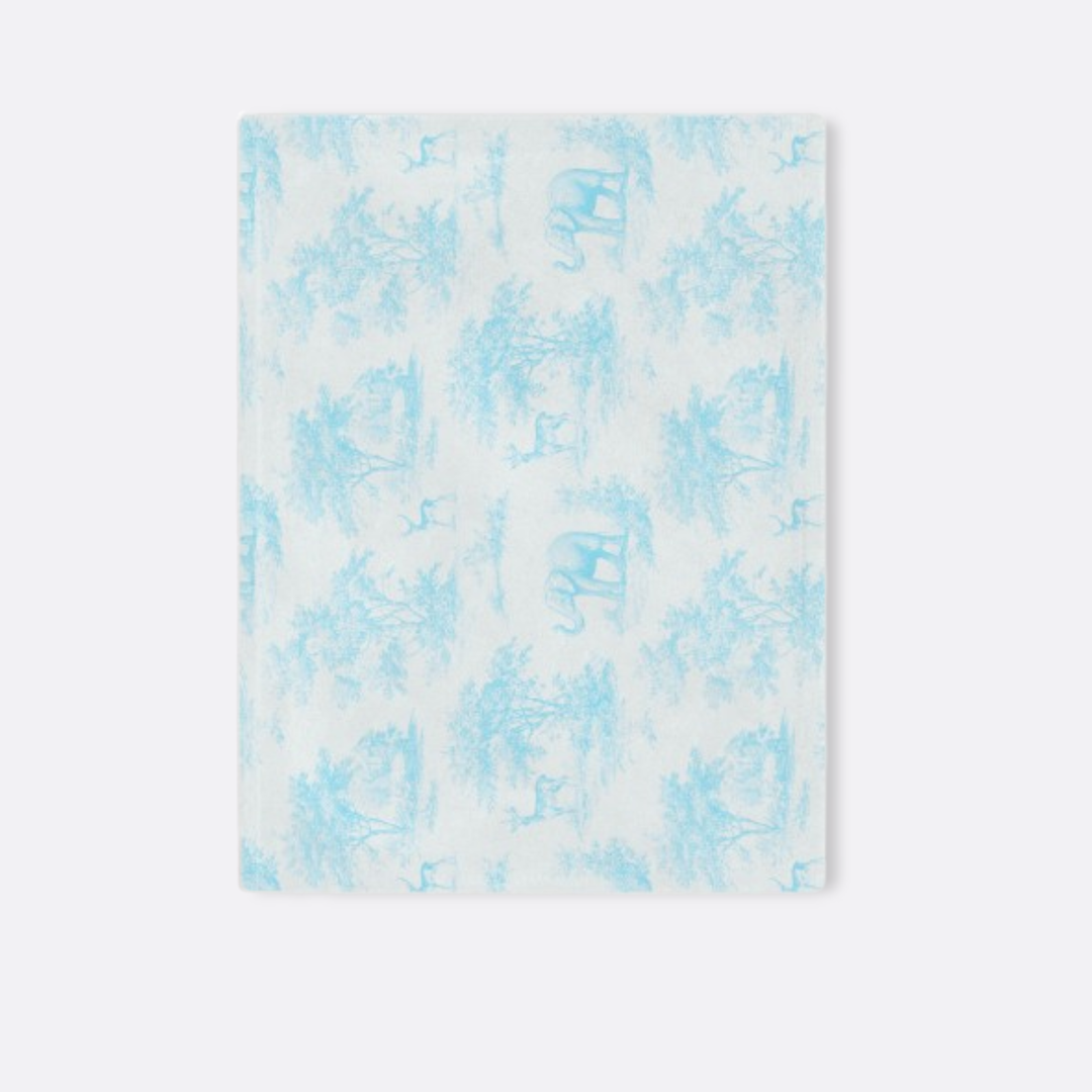 Toddler Minky Lovey Blanket, Spring Blue Toile Elephant & Deer