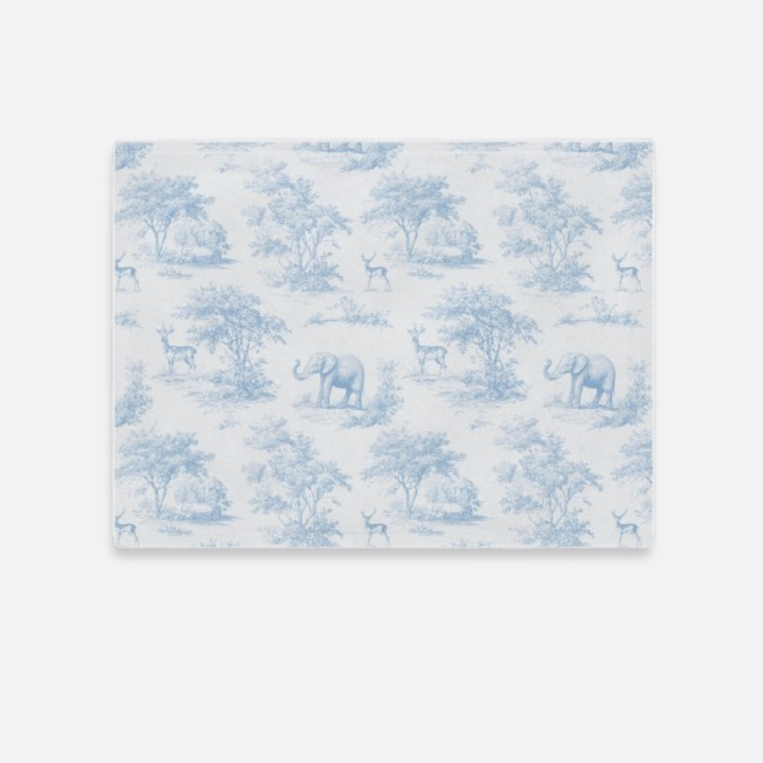 Toddler Minky Lovey Blanket, Blue Toile Elephant & Deer