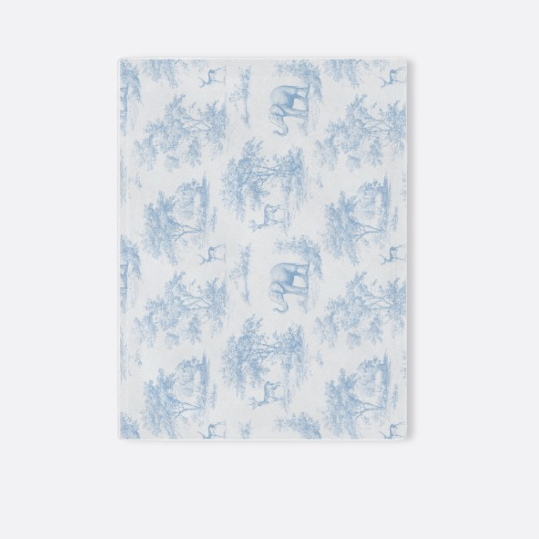 Toddler Minky Lovey Blanket, Blue Toile Elephant & Deer