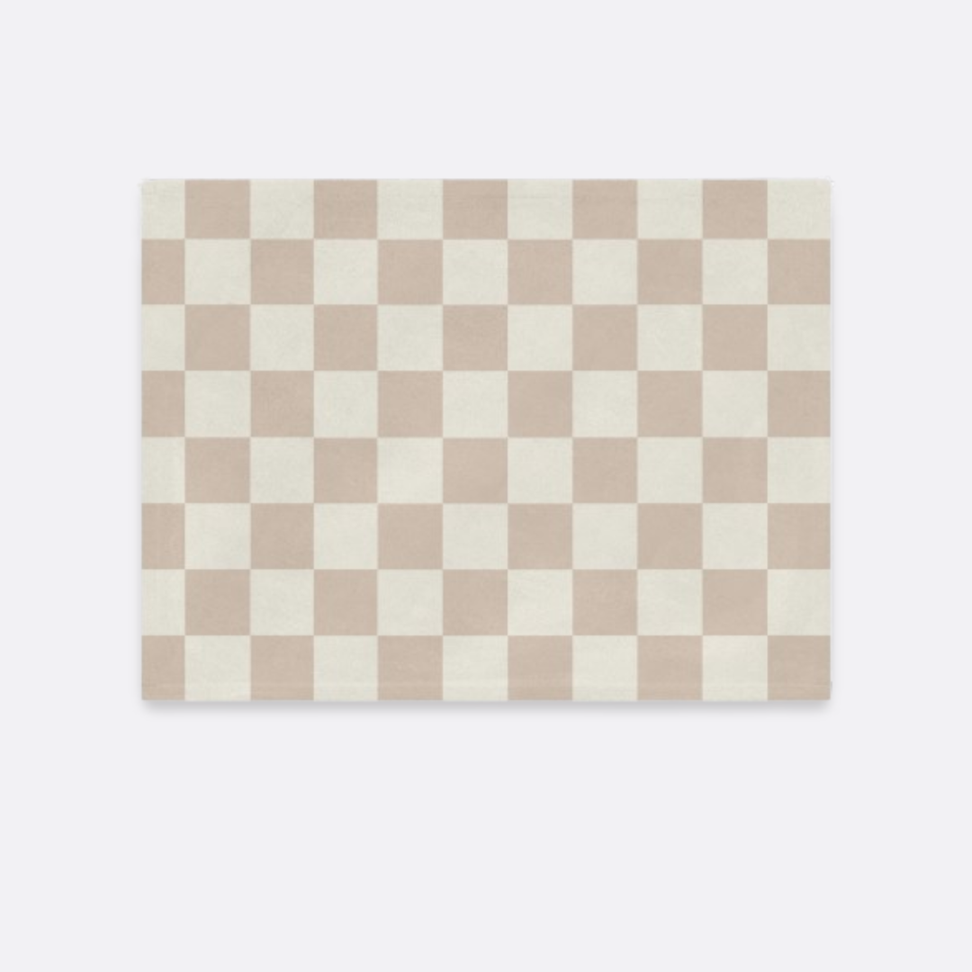 Toddler Minky Lovey Blanket, Cocoa and Cream Check