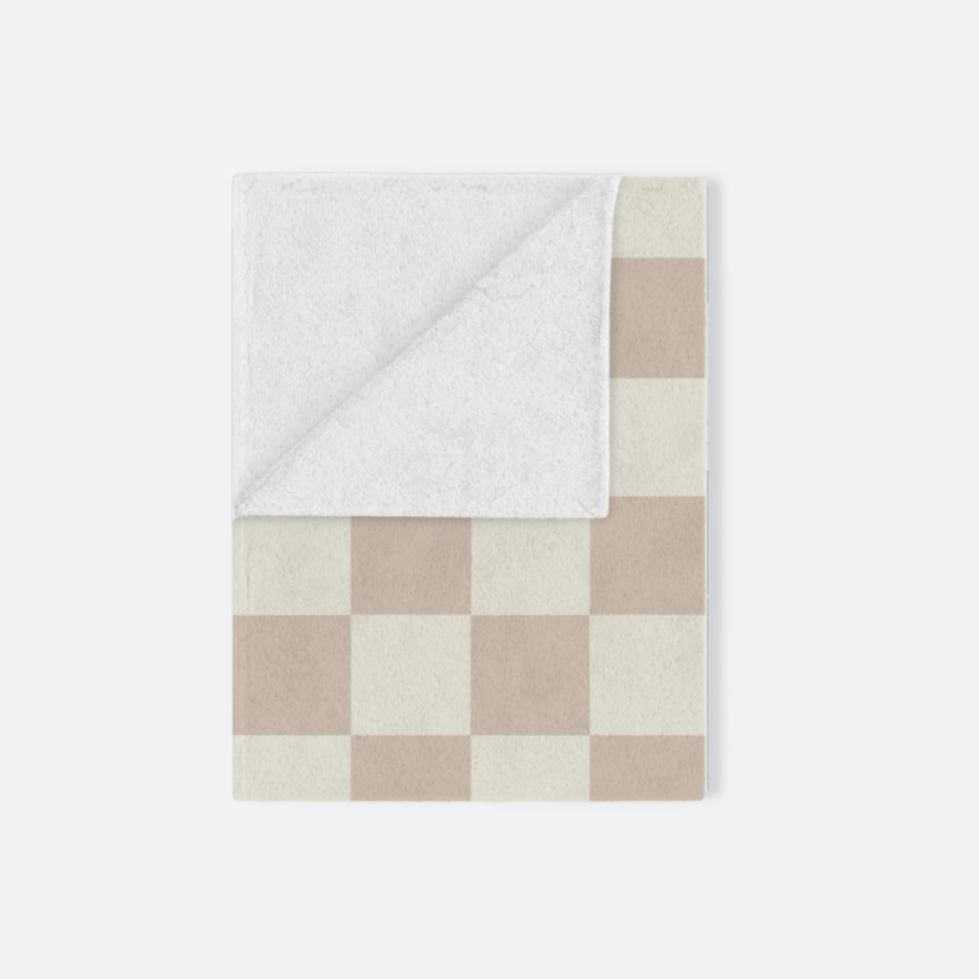 Toddler Minky Lovey Blanket, Cocoa and Cream Check